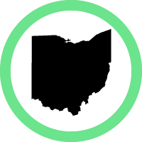 State of Ohio in a green circle