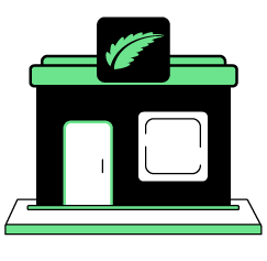 Dispensary icon with a Verilife leaf on the sign at the top