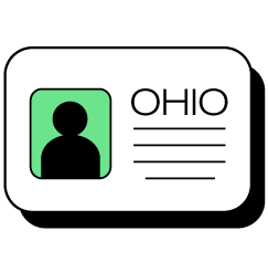 Icon of a photo ID with the words 'Ohio' at the top