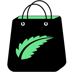 Black shopping bag with the green Verilife logo on it