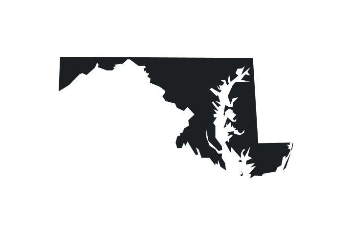 State of Maryland in black on white background