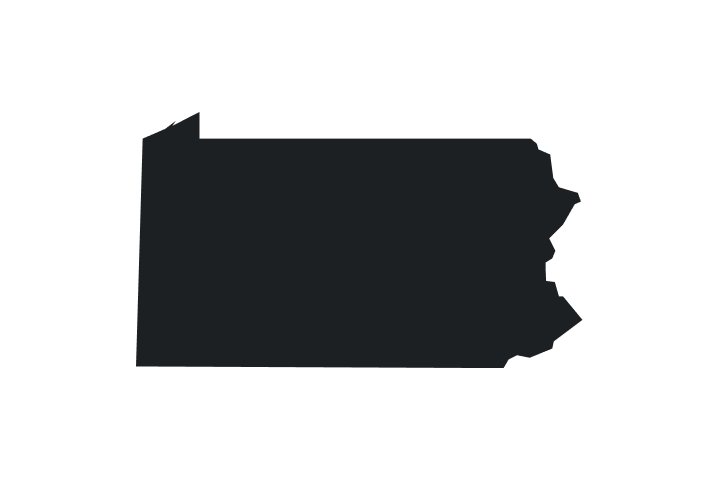 State of Pennsylvania in black on white background
