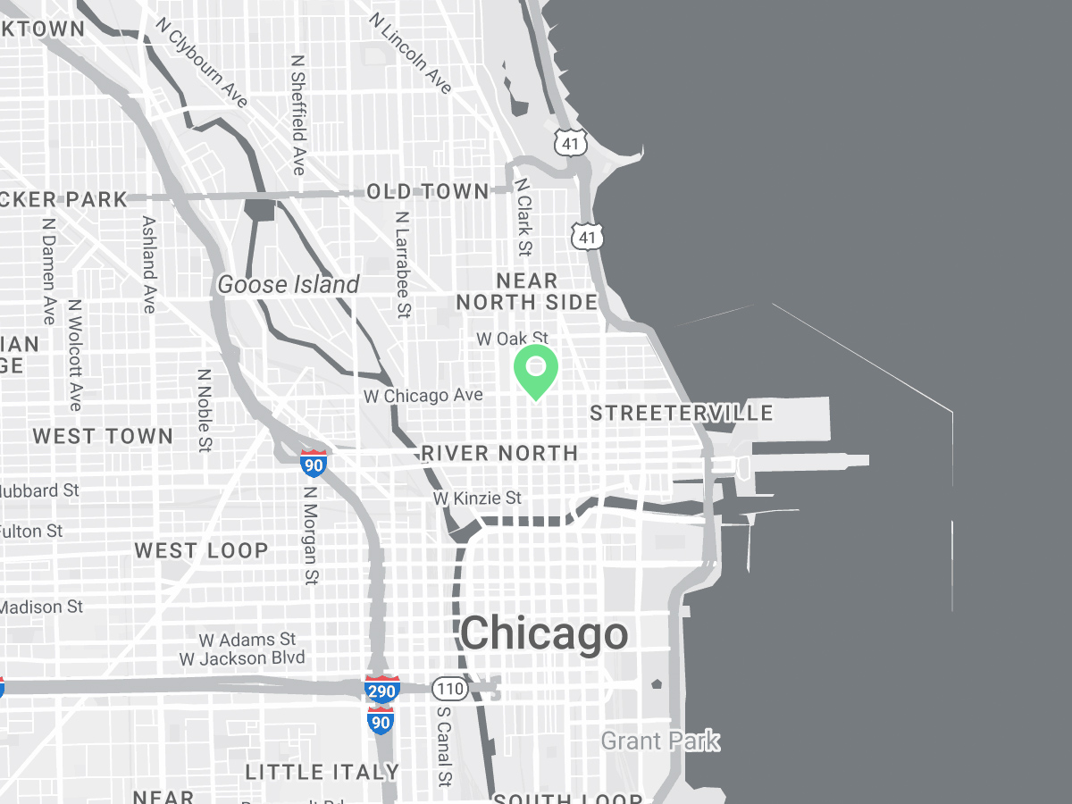 Map showing Verilife Chicago - River North, IL recreational dispensary location