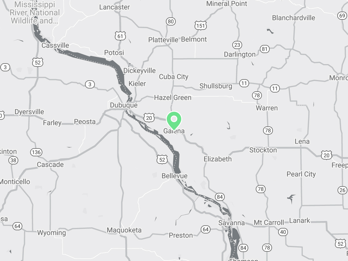 Map showing Verilife Galena, IL recreational dispensary location