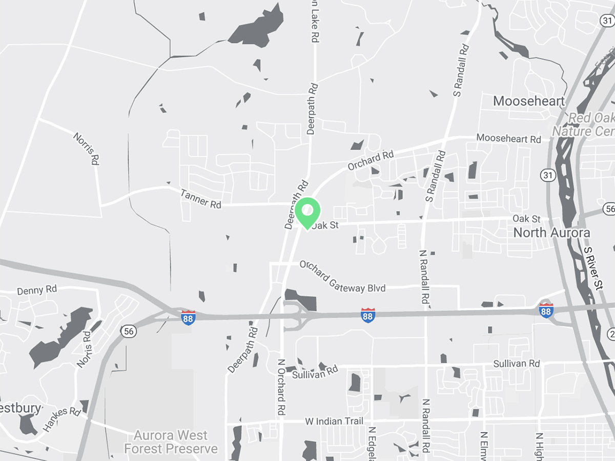 Map showing Verilife North Aurora, IL recreational dispensary location