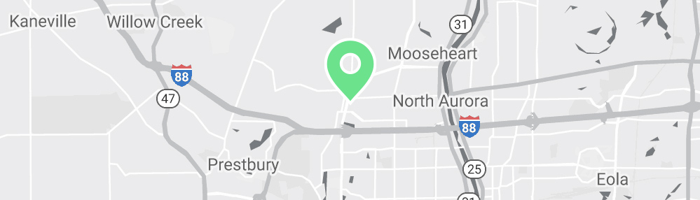 Map showing Verilife North Aurora, IL recreational dispensary location