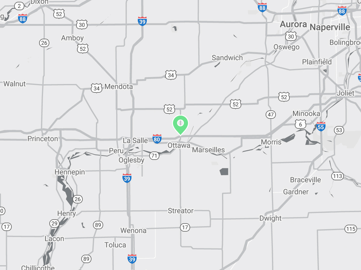 Map showing Verilife Ottawa, IL recreational dispensary location