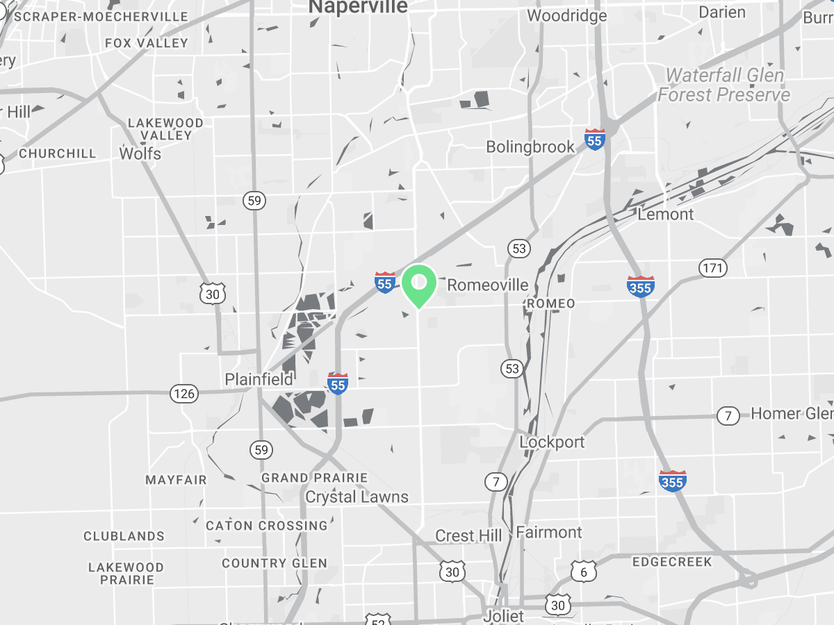 Map showing Verilife Romeoville, IL medical dispensary location