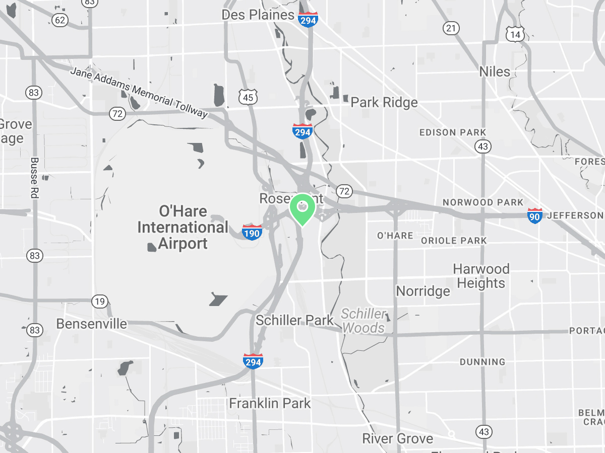 Map showing Verilife Rosemont, IL recreational dispensary location