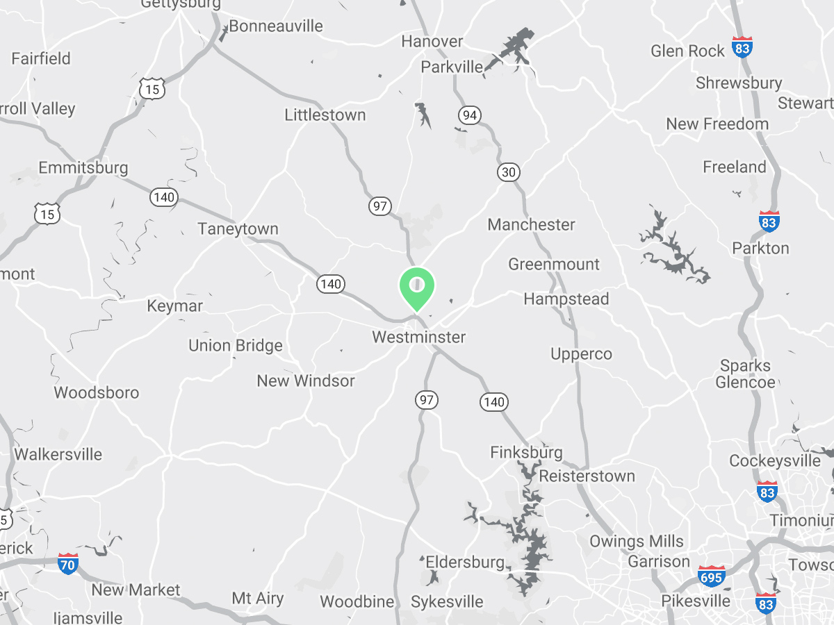 Map showing Verilife Westminster, MD medical dispensary location