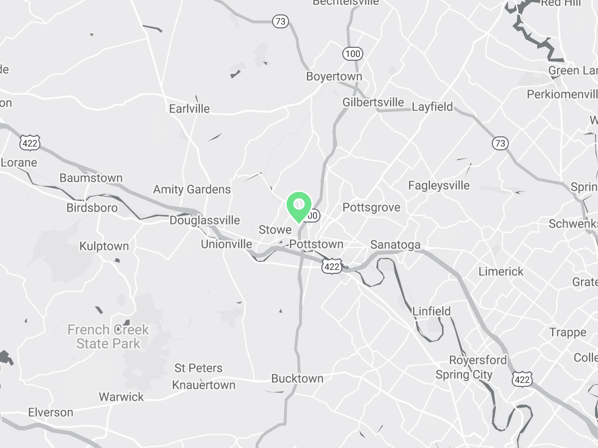 Map showing Verilife Pottstown, PA medical dispensary location