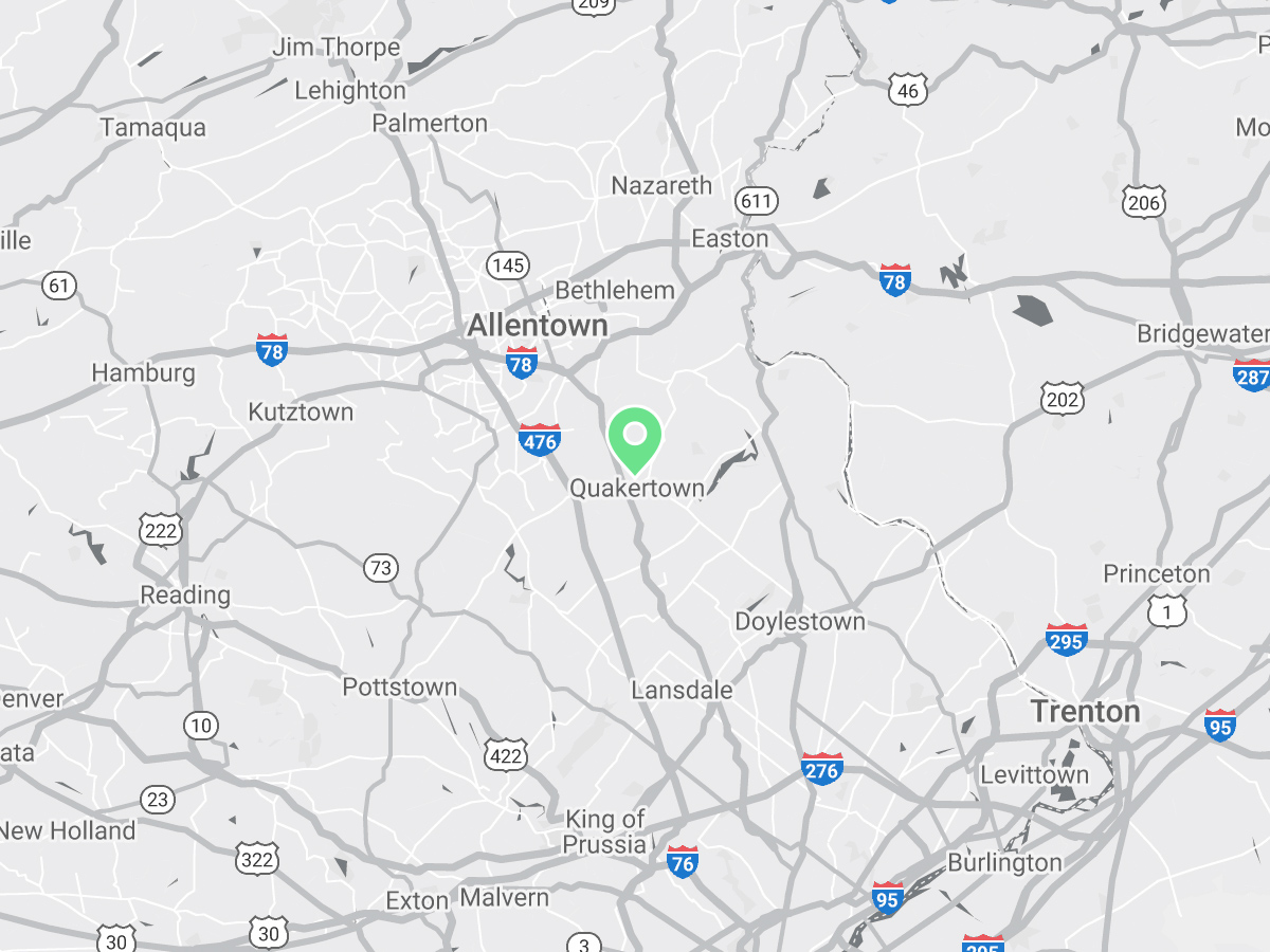 Map showing Verilife Quakertown, PA medical dispensary location