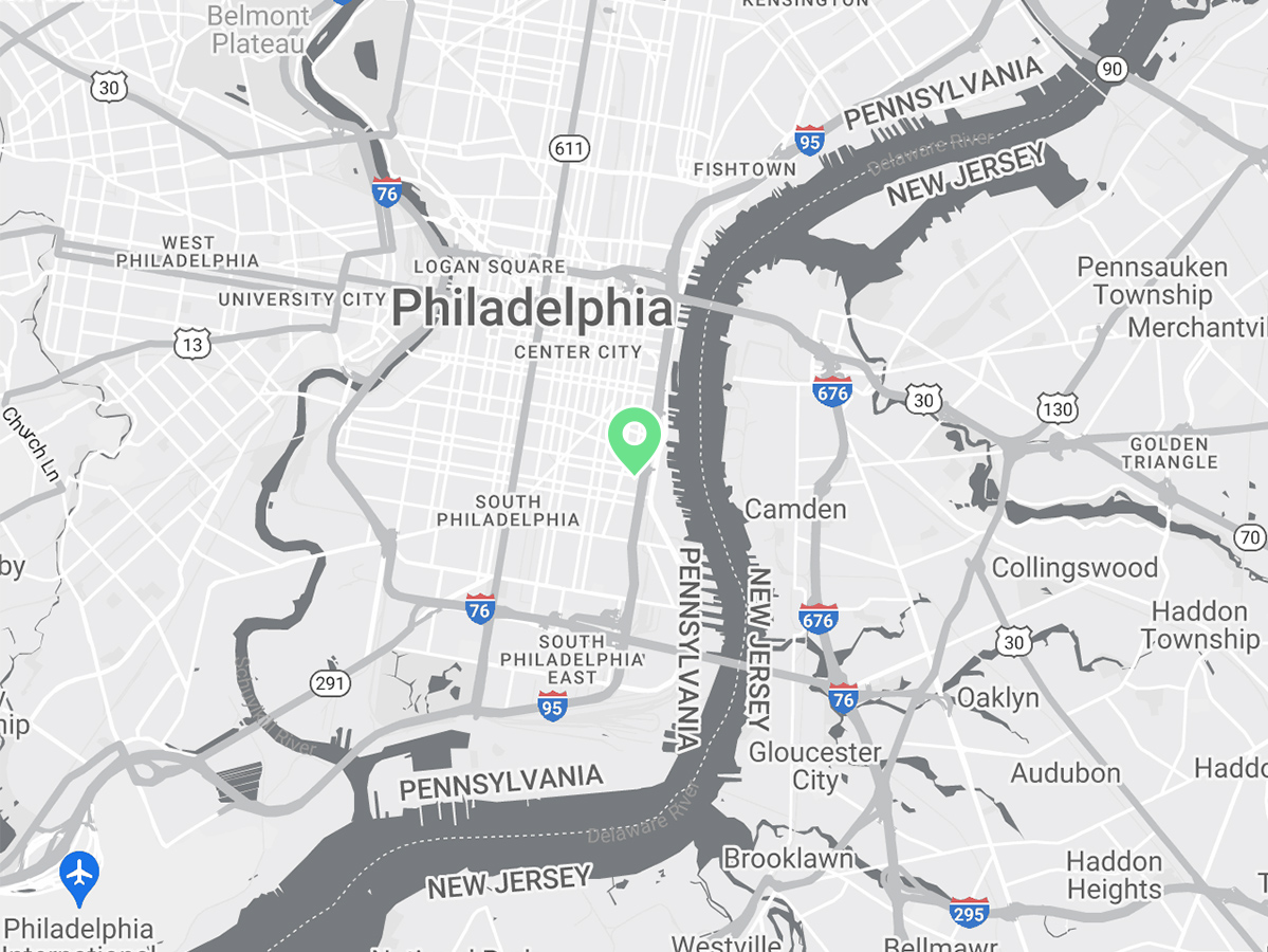 Map showing Verilife South Philadelphia, PA medical dispensary location