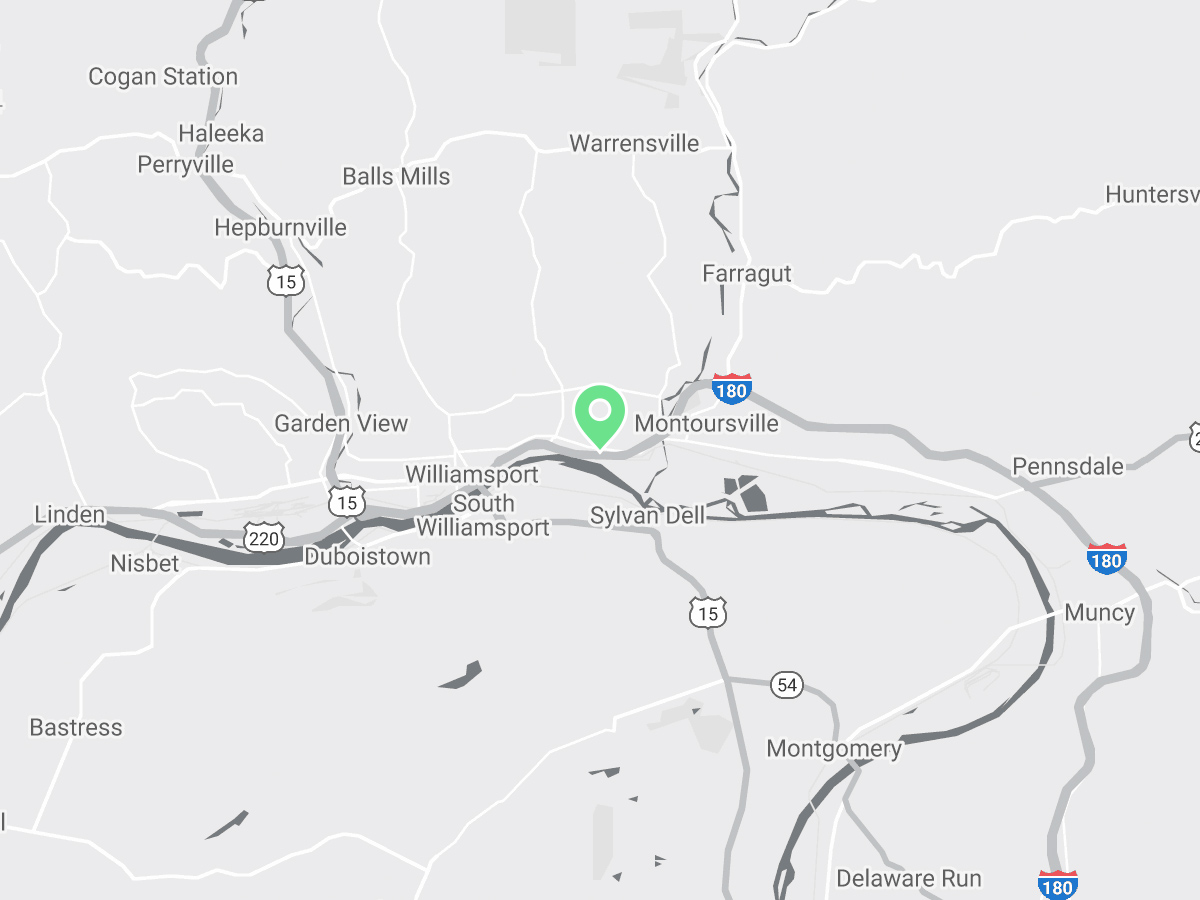 Map showing Verilife Williamsport, PA medical dispensary location