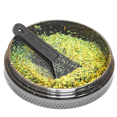 Cannabis kief in a grinder