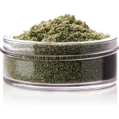 Clear jar filled with marijuana kief