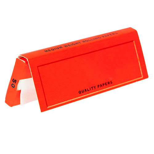 Pack of rolling paper next to flower and joint crutches