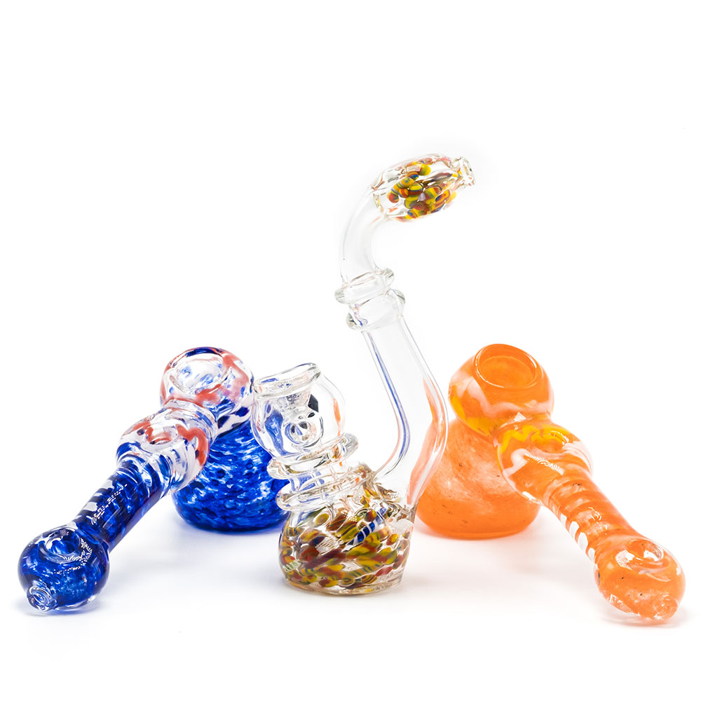Three bubbler pipes on a white background