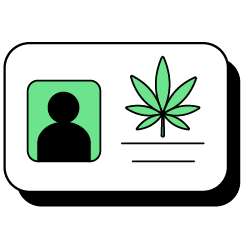 Graphic of a photo ID with a cannabis leaf on it