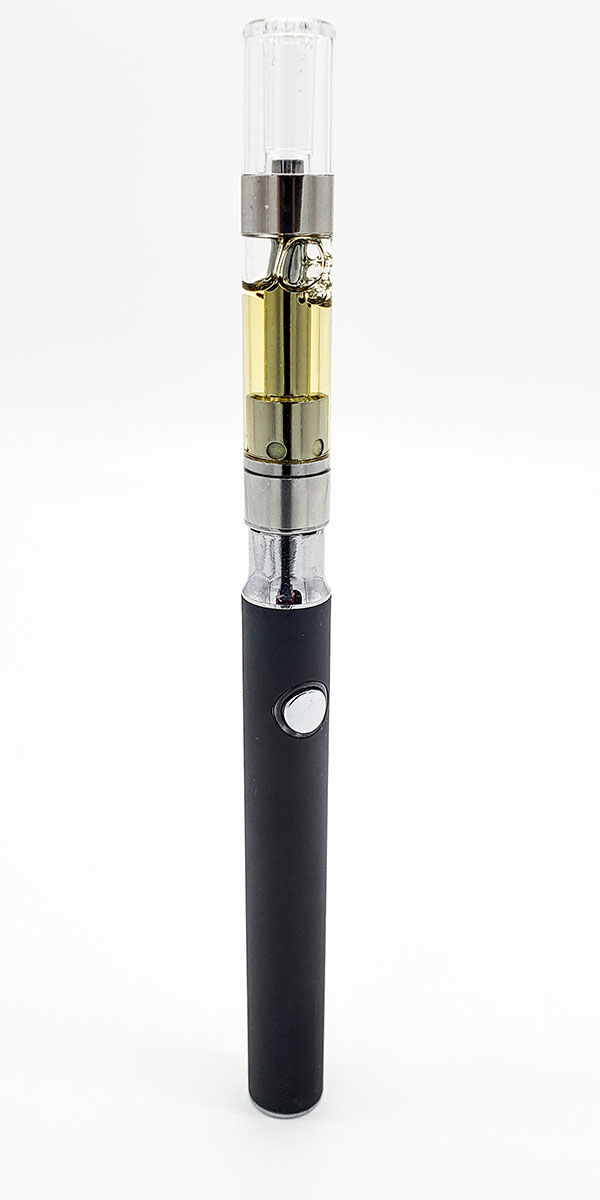 Marijuana vape pen, including battery and cartridge, on a white background
